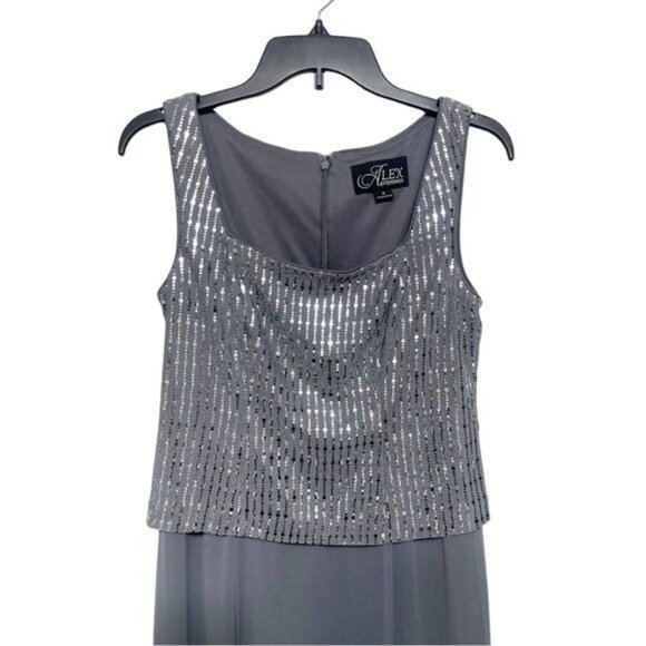 New ALEX EVENING Metallic Square Neckline Midi Dress 6 - Picture 5 of 9